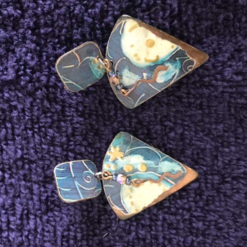 Artisan Copper Enameled Earrings